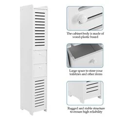 GOTOTOP Bathroom Storage Corner Floor Cabinet Wood Corner Cabinet Bathroom Fashionable Storage Shelf Rack Room Organizer With 3 Compartment Storage Units And 2 Drawers,White -Moen Shop 41sZQ05gtDS