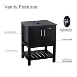 Eclife 24" Modern Bathroom Vanity Cabinet Set Stand Pedestal Storage Cabinet, Two Doors With Mirror (Single Cabinet Only) -Moen Shop 41sgoK8xf8L