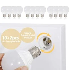 SUPER DEAL Hollywood Vanity Mirror With Lights - Free Standing Makeup Beauty Cosmetic Mirror With 12 Dimmable LED Bulbs - Detachable Base For Tabletop Or Wall Mounted Optional -Moen Shop 41trWVf84FL