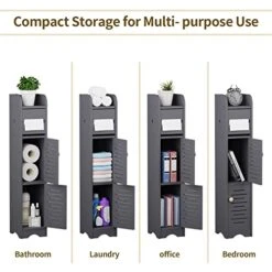 GAKOV Small Bathroom Storage Cabinet, Toilet Paper Organizer For Small Space Corner And Small Bathroom Organizer, 4-Tier Bathroom Organizer (Dark Grey) -Moen Shop 41u4mBk5XNL