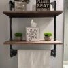 LooftMate Industrial Pipe Shelf,2 Tiered Metal Towel Racks For Bathroom,20" Industrial Pipe Floating Shelves Shelving,Rustic Wood Wall Mount Shelf With Towel Bar,Iron Towel Holder