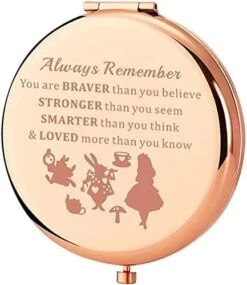 KEYCHIN Alice Fans Pocket Mirror Alice Fairy Tales Gift Always Remember You Are Braver Stronger Smarter Than You Think Compact Makeup Mirror For Women Girls Teenagers (Alice Mirror) -Moen Shop 41uKTeFS7tL. AC