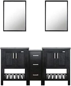 Eclife 60’’ Bathroom Vanity Combo Black W/Side Cabinet Vanity Modern Pedestal Cabinet Set Pedestal Stand Wood With Bathroom Vanity Mirror Soft Closing Cabinet Doors Set (2B06 B11) -Moen Shop 41urGtostfL. AC