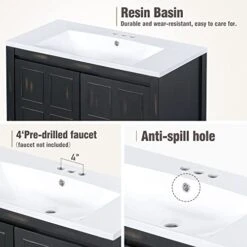 Merax 36" Bathroom Vanity Organizer With Sink,Combo Cabinet Set, Bathroom Storage Cabinet, Retro Espresso -Moen Shop 41v76pkY9LL