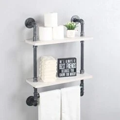 Industrial Pipe Shelf Bathroom Shelves Wall Mounted,19.6in Rustic Wood Shelf With Towel Bar,2 Tier Farmhouse Towel Rack Over Toilet,Pipe Shelving Floating Shelves Towel Holder,Retro Grey 27 Industrial Pipe Shelf Bathroom Shelves Wall Mounted,19.6in Rustic Wood Shelf With Towel Bar,2 Tier Farmhouse Towel Rack Over Toilet,Pipe Shelving Floating Shelves Towel Holder,Retro Grey -Moen Shop 41vb63vjoSL. AC