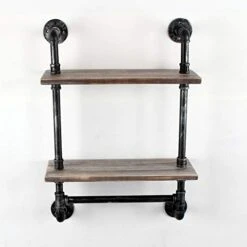 Industrial Pipe Shelf Bathroom Shelves Wall Mounted,19.6in Rustic Wood Shelf With Towel Bar,2 Tier Farmhouse Towel Rack Over Toilet,Pipe Shelving Floating Shelves Towel Holder,Retro Grey 21 Industrial Pipe Shelf Bathroom Shelves Wall Mounted,19.6in Rustic Wood Shelf With Towel Bar,2 Tier Farmhouse Towel Rack Over Toilet,Pipe Shelving Floating Shelves Towel Holder,Retro Grey -Moen Shop 41vphaqxrlL