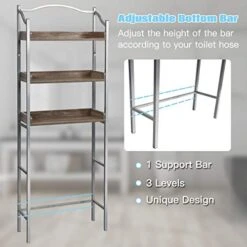 Giantex Over-The-Toilet Spacesaver 3-Tier W/Adjustable Shelves And Sturdy Metal, Easy Assembly Freestanding Bathroom Rack For Essentials Bathroom Storage Organizer Rack (Sliver) -Moen Shop 41wsdwIlw5L