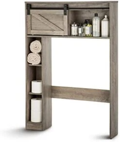 Landia Home Over The Toilet Storage Shelving - Bathroom Shelf And Cabinet With Sliding Barn Door -Moen Shop 41xJZmhr3cL. AC