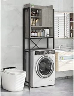 Iwell Over The Toilet Storage Cabinet, Tall Over Toilet Bathroom Organizer With Adjustable Shelf & Paper Hooks, Freestanding Bathroom Space Saver, 66.9''H, Rustic Brown -Moen Shop 41xOuP4sYIL. AC