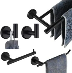 JQK Bathroom Hardware Set, 5-Piece Bath Towel Bar Accessory Set Brushed Steel Towel Rack Holder Wall Mount, BAS105-BN -Moen Shop 41xdUiyLpoL. AC