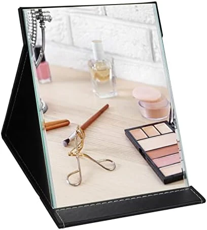 ZBEIVAN 10x7 Inches Portable Folding Makeup Mirror With Cosmetic Desktop Standing For Travel, Vanity Table, Room Decor, Beauty Gifts, Black 10 ZBEIVAN 10x7 Inches Portable Folding Makeup Mirror With Cosmetic Desktop Standing For Travel, Vanity Table, Room Decor, Beauty Gifts, Black - Image 8
