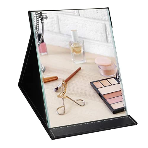 ZBEIVAN 10x7 Inches Portable Folding Makeup Mirror With Cosmetic Desktop Standing For Travel, Vanity Table, Room Decor, Beauty Gifts, Black 3 ZBEIVAN 10x7 Inches Portable Folding Makeup Mirror With Cosmetic Desktop Standing For Travel, Vanity Table, Room Decor, Beauty Gifts, Black