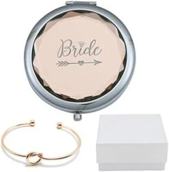 COFOZA Flower Girl Champagne Compact Pocket Makeup Mirror With Rose Gold Knot Bracelet And Gift Box For Wedding Proposal Gift -Moen Shop 41yEr0U33QL. AC