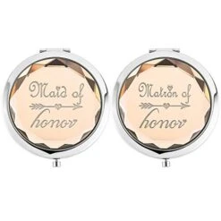 2 Pack Bridesmaid Proposal Gifts,1 Maid Of Honor Mirror 1 Matron Of Honor Mirror,Crystal Pocket Compact Makeup Mirror Wedding Bridesmaid Gifts Bachelorette Party Gifts For Bride (silver) -Moen Shop 41yT1ylZ88L