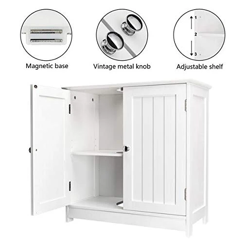 Bathroom Floor Storage Cabinet,Bathroom Single Vanity Cabinet Under Sink Storage,Space Saver Organizer Freestanding W/Shelf And Double Doors 6 Bathroom Floor Storage Cabinet,Bathroom Single Vanity Cabinet Under Sink Storage,Space Saver Organizer Freestanding W/Shelf And Double Doors - Image 4