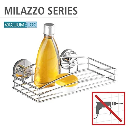 WENKO 20883100 Vacuum-Loc Wall Shelf - Fixing Without Drilling, Steel, 10.2 X 2.6 X 5.5 Inch, Chrome 4 WENKO 20883100 Vacuum-Loc Wall Shelf - Fixing Without Drilling, Steel, 10.2 X 2.6 X 5.5 Inch, Chrome - Image 2