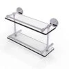 Allied Brass P1000-2/16-GAL-PC P 1000 2 Gal Inch Tempered Double Gallery Rail Glass Shelf, 16 Inch, Polished Chrome