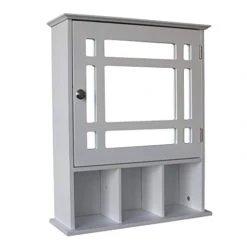 Aelph Single Door Three Compartment Storage Bathroom Cabinet With Mirror –White -Moen Shop 41zPmZEW5WL