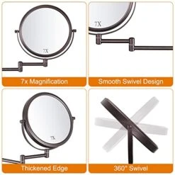 DECLUTTR Wall Mounted Makeup Mirror, 1X/7X Magnifying Mirror, 360° Swivel Double Sided Extendable Bathroom Mirror For Shaving, Bronze -Moen Shop 41zVn2kOmtL
