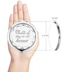 2 Pack Bridesmaid Proposal Gifts,1 Maid Of Honor Mirror 1 Matron Of Honor Mirror,Crystal Pocket Compact Makeup Mirror Wedding Bridesmaid Gifts Bachelorette Party Gifts For Bride (silver) -Moen Shop 41zwIUBdMkL