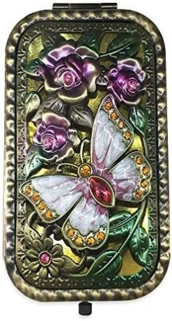 Luckymoo Magnifying Vintage Foldable Metal Princess Style Butterfly Flower Russian Style Vanity MirrorTravel Mirror -Moen Shop 51 UZK73AWL. AC