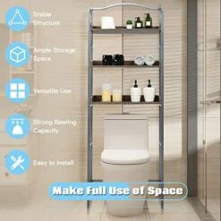 Giantex Over-The-Toilet Spacesaver 3-Tier W/Adjustable Shelves And Sturdy Metal, Easy Assembly Freestanding Bathroom Rack For Essentials Bathroom Storage Organizer Rack (Sliver) -Moen Shop 510R2B3cjQL