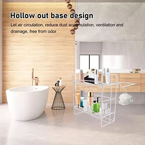 Storage Shelf Over The Toilet, Bathroom Shelves, 2-Tier Ventilation And Drainage With Hooks For Home (White) 7 Storage Shelf Over The Toilet, Bathroom Shelves, 2-Tier Ventilation And Drainage With Hooks For Home (White) - Image 5