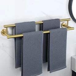 Alise 24-Inch Double Towel Bars Towel Racks For Bathroom Wall Mount Towel Holder Heavy Duty Bath Towel Hanging Rod,GYT6902-G SUS304 Stainless Steel Brushed Gold -Moen Shop 511wKLqteZL