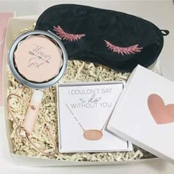 COFOZA Flower Girl Champagne Compact Pocket Makeup Mirror With Rose Gold Knot Bracelet And Gift Box For Wedding Proposal Gift -Moen Shop 5121Rb4jxkL