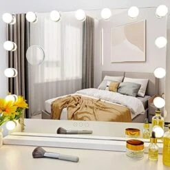 Kotdning Vanity Mirror With Lights,Lighted Vanity Mirror With 9 Dimmable Bulbs For Dressing Room & Bedroom,3 Color Lighting,Modes Detachable 10x Magnification 360°Ratation(White) -Moen Shop 512TTMBX 2L. AC