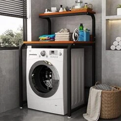 Bathroom Storage Shelves,Washer Storage Frames Floor Standing Punch Free Suitable For Over Toilet High Temperature Steel Balcony Washinghine Shelf Roller Bracket/Black/a -Moen Shop 513n n0jSrL. AC