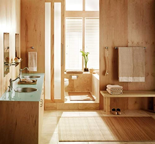 Moen DN8390BN Retreat 22-Inch Wide X 5-Inch Deep Decorative Glass Bathroom Vanity Shelf, Brushed Nickel 4 Moen DN8390BN Retreat 22-Inch Wide X 5-Inch Deep Decorative Glass Bathroom Vanity Shelf, Brushed Nickel - Image 2