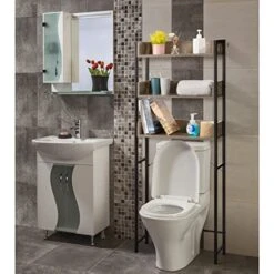 ALIMORDEN Over-The-Toilet Storage Rack, 3-Tier Bathroom Storage Organizer, Freestanding Space Saver With 2 Hooks For Paper Holder -Moen Shop 514prqqDkZL