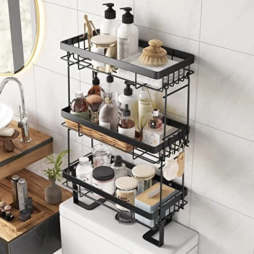 COVAODQ Over The Toilet Storage 3 Tier Bathroom Organizer Shelves Multifunctional Over Toilet Bathroom Organizer, No Drilling With Wall Mounting Space Saver 4 COVAODQ Over The Toilet Storage 3 Tier Bathroom Organizer Shelves Multifunctional Over Toilet Bathroom Organizer, No Drilling With Wall Mounting Space Saver - Image 2