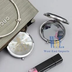 WE Mis Quince Años (12 PCS) Sweet 15, Sweet Sixteen, Quinceañera, Mis 15 Años Compact Mirror (Silver)