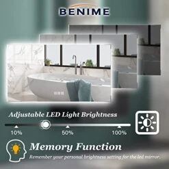 Benime 24×32 Inch LED Backlit Mirror Bathroom, 2023 Upgraded Brightness Dimmable LED Mirror For Bathroom With Anti-Fog, Stepless Colors, Smart Vanity Bathroom Mirror With Lights, Light Mirror For Gift 18 Benime 24×32 Inch LED Backlit Mirror Bathroom, 2023 Upgraded Brightness Dimmable LED Mirror For Bathroom With Anti-Fog, Stepless Colors, Smart Vanity Bathroom Mirror With Lights, Light Mirror For Gift -Moen Shop 515t5Bg0WWL