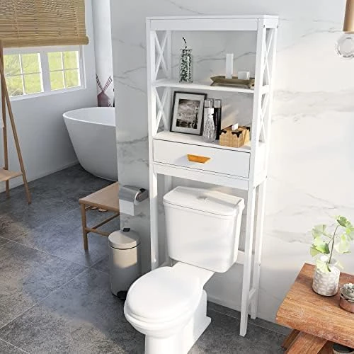 Over The Toilet Storage, 3 Tier Over Toilet Bathroom Organizer With 2 Open Shelves And 1 Cabinet, Above Toilet Storage Cabinet With 2 Doors, Bathroom Space Saver For Restroom (Gray, 24.8"x7.8"x76.8") 12 Over The Toilet Storage, 3 Tier Over Toilet Bathroom Organizer With 2 Open Shelves And 1 Cabinet, Above Toilet Storage Cabinet With 2 Doors, Bathroom Space Saver For Restroom (Gray, 24.8"x7.8"x76.8") - Image 10