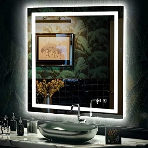 SHUAFA LED Mirror For Bathroom, 24x32 Inch Backlit + Front Lighted Bathroom Mirror With Lights, High-Density Double Light Strips, 3 Colors, Shatter-Proof, Anti-Fog And Brightness Memory 11 SHUAFA LED Mirror For Bathroom, 24x32 Inch Backlit + Front Lighted Bathroom Mirror With Lights, High-Density Double Light Strips, 3 Colors, Shatter-Proof, Anti-Fog And Brightness Memory - Image 9