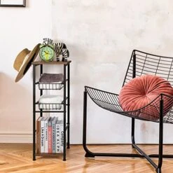 OYEAL Bathroom Floor Storage Cabinet 4 Tier Over The Toilet Storage Holder With Drawers Toilet Paper Holder Stand For Bathroom Laundry Room Entryway Kitchen Pantry, Rustic Brown -Moen Shop 517COlf7VbL