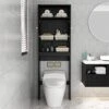 PQXM Over The Toilet Storage Cabinet, 77''H Over Toilet Bathroom Organizer With 2 Open Shelves And Double Doors Cabinet, Black -Moen Shop 518HFci8bwL