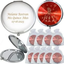 WE Mis Quince Años (12 PCS) Sweet 15, Sweet Sixteen, Quinceañera, Mis 15 Años Compact Mirror (Silver) -Moen Shop 518K3NApmL. AC