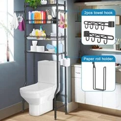 Bathroom Over The Toilet Storage Shelf - Over Toilet Bathroom Organizer Rack With 4 Tier Bathroom Space Saver Toilet Stand Shelves Bathroom Stand Above Toilet Bathroom Rack Organizer Over Toilet,Gray -Moen Shop 518yByZ6BpL