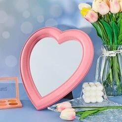 Jetec Heart Makeup Mirror Heart Shaped Mirror Tabletop Cosmetic Mirror Wall Mirror Vanity Mirror For Women Girls, 10.6 Inches (Pink) -Moen Shop 519HmuQ80SS