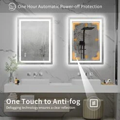 SHUAFA LED Mirror For Bathroom, 24x32 Inch Backlit + Front Lighted Bathroom Mirror With Lights, High-Density Double Light Strips, 3 Colors, Shatter-Proof, Anti-Fog And Brightness Memory 21 SHUAFA LED Mirror For Bathroom, 24x32 Inch Backlit + Front Lighted Bathroom Mirror With Lights, High-Density Double Light Strips, 3 Colors, Shatter-Proof, Anti-Fog And Brightness Memory -Moen Shop 51AUPgs3JeL