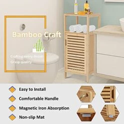 Kinbor Bamboo Bathroom Cabinet Floor Free Stand Storage Cabinet With Single Door Furniture Cabinet For Bathroom, Living Room, Bedroom 11 Kinbor Bamboo Bathroom Cabinet Floor Free Stand Storage Cabinet With Single Door Furniture Cabinet For Bathroom, Living Room, Bedroom -Moen Shop 51AWzKaOiSL 1