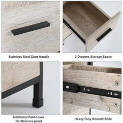 Eclife 12" Bathroom Floor Storage Cabinet, Bathroom 3 Drawers Vanity Side Cabinet W/Metal Frame, Free Standing Tower Storage Organizer For Bathroom, Bedroom, Living Room, Entryway, Space Saving (Oak) -Moen Shop 51AeWqkS4OL