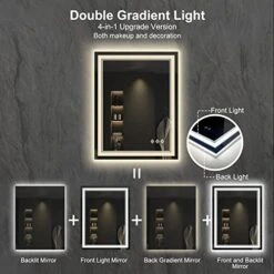 VanPokins LED Bathroom Mirror, 24x32 Inch Gradient Front And Backlit LED Mirror For Bathroom, 3 Colors Dimmable CRI>90 Double Lights, IP54 Enhanced Anti-Fog, Hanging Plates Wall Mount Lighted Mirror -Moen Shop 51AiKYSFAYL