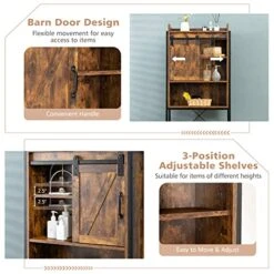 LOKO Over The Toilet Storage Cabinet, Freestanding Bathroom Space Saver With Adjustable Shelves & Sliding Barn Door, 4-Tier Over Toilet Bathroom Organizer, 25 X 9.5 X 67.5 Inches (Rustic Brown) 14 LOKO Over The Toilet Storage Cabinet, Freestanding Bathroom Space Saver With Adjustable Shelves & Sliding Barn Door, 4-Tier Over Toilet Bathroom Organizer, 25 X 9.5 X 67.5 Inches (Rustic Brown) -Moen Shop 51AqyUopsUL