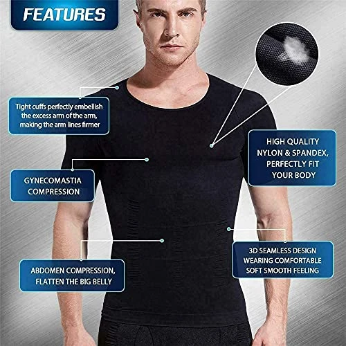 TTCPUYSA 2021 Men's Shaper Slimming Compression T-Shirt,Athletic Slim Shapewear Compression Vest Sleeveless,Suitable For Sports And Fitness (Black, M) 7 TTCPUYSA 2021 Men's Shaper Slimming Compression T-Shirt,Athletic Slim Shapewear Compression Vest Sleeveless,Suitable For Sports And Fitness (Black, M) - Image 5