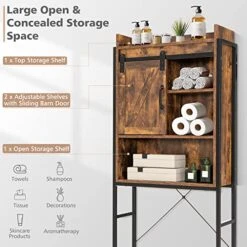 LOKO Over The Toilet Storage Cabinet, Freestanding Bathroom Space Saver With Adjustable Shelves & Sliding Barn Door, 4-Tier Over Toilet Bathroom Organizer, 25 X 9.5 X 67.5 Inches (Rustic Brown) 13 LOKO Over The Toilet Storage Cabinet, Freestanding Bathroom Space Saver With Adjustable Shelves & Sliding Barn Door, 4-Tier Over Toilet Bathroom Organizer, 25 X 9.5 X 67.5 Inches (Rustic Brown) -Moen Shop 51BoDXoyO7L
